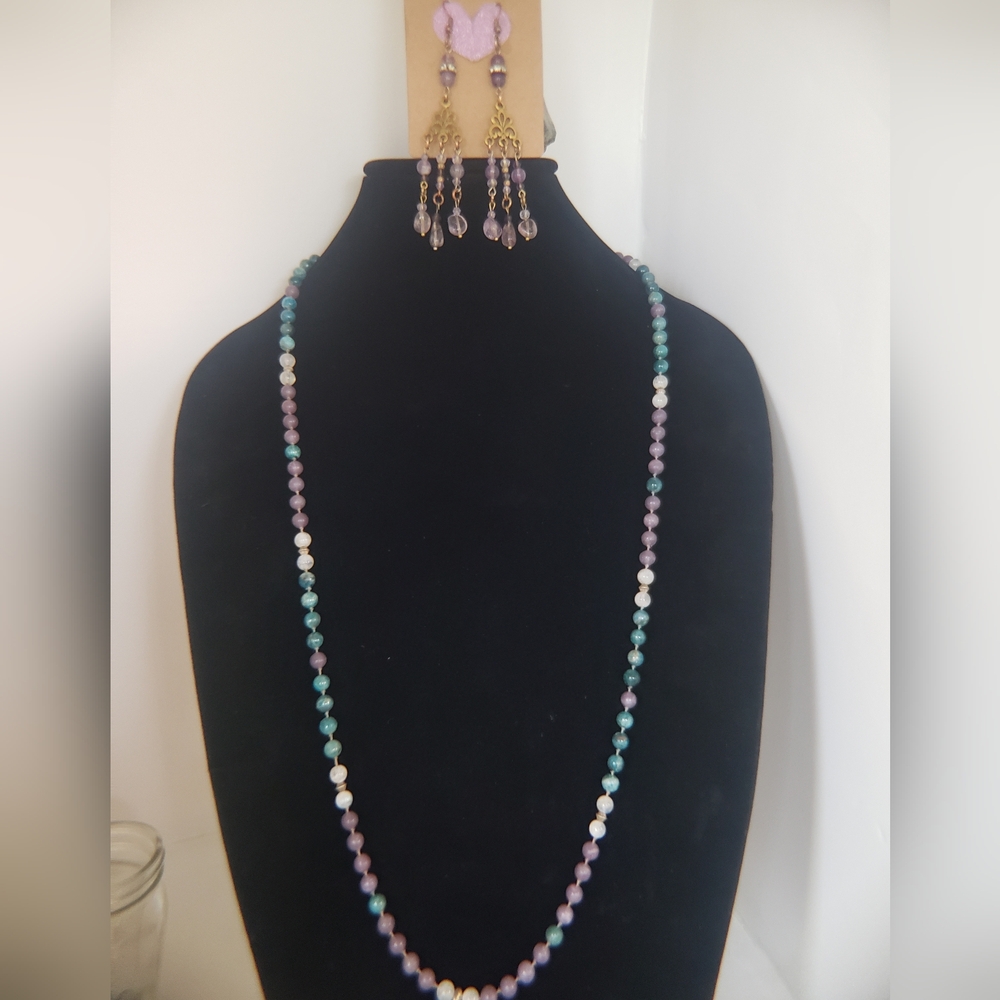 Elegant Multicolor Beaded Necklace and Earring Set